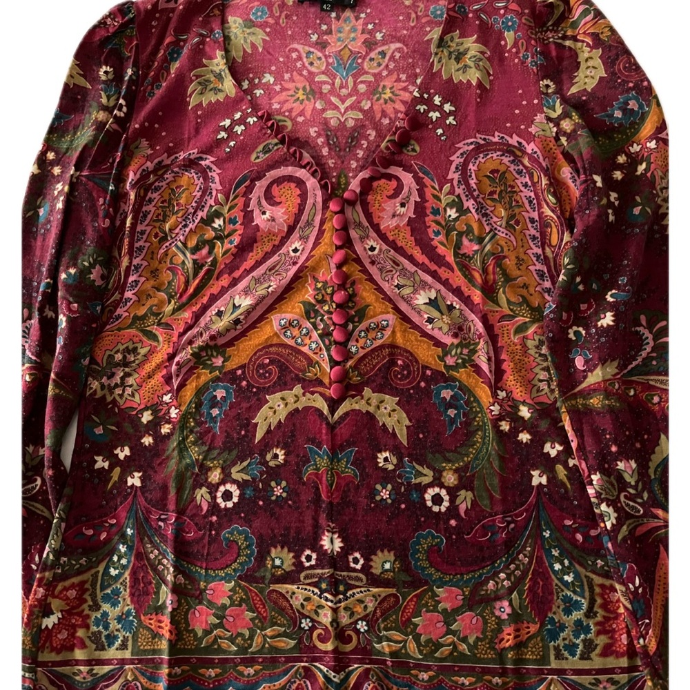 ETRO Bohemian Paisley Long Sleeve Top Sz 6, IT 42 - Picture 2 of 6